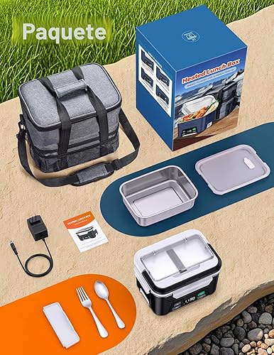Miniatura 6 de EAST OAK Fiambrera eléctrica inalámbrica para adultos, lonchera calentada a pilas con calefacción automática, calentador de alimentos portátil de