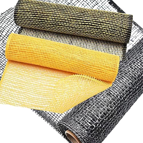 Vista 30 de 3 rollos de malla decorativa de arpillera de poliéster de 10 pulgadas de ancho, rollos de cinta decorativa de poliéster para decoración de coronas
