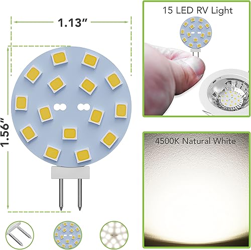 Miniatura 2 de Leisure LED 2 bombillas LED G4 JC de base bi-pin de 2 W, 12 V, CC, 20 W-30 W, T3 bombillas halógenas de repuesto para RV, caravana, remolque,