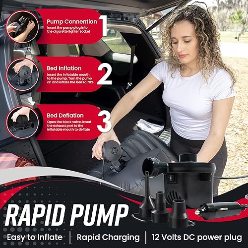 Miniatura 5 de VaygWay Colchón inflable de aire para automóvil  Cama de aire con kit de bomba  Asiento trasero  Cojín de cama inflable para vacaciones de camping