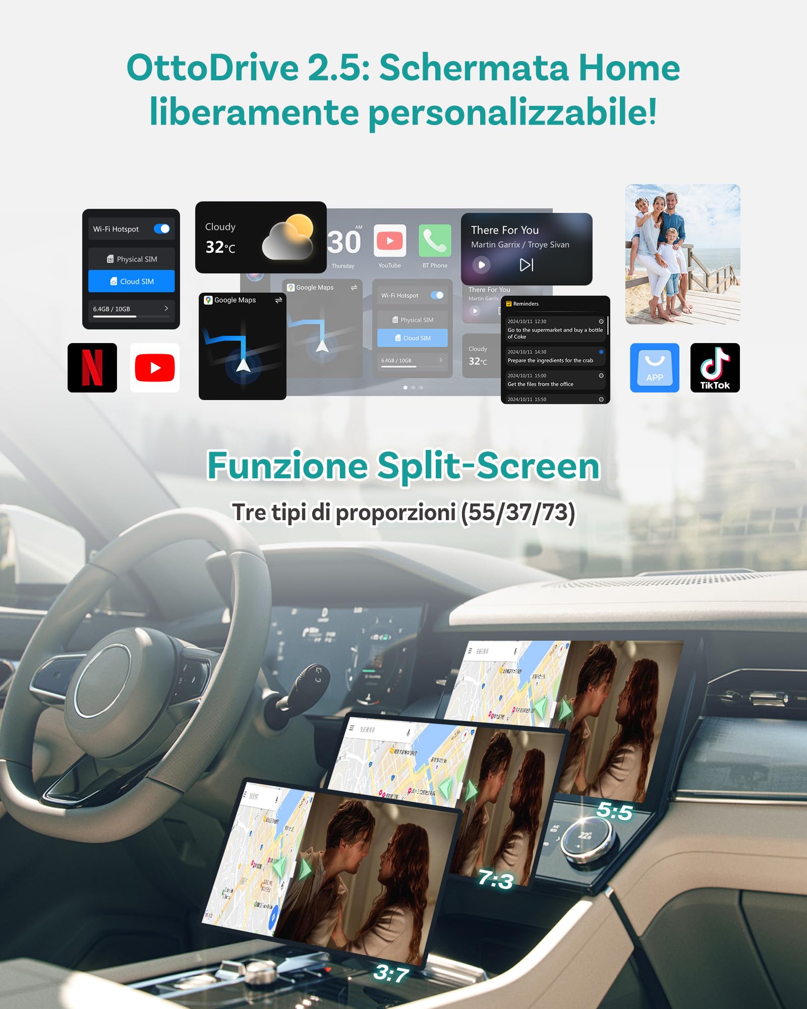 OTTOCAST Nano 2025 – Adattatore wireless CarPlay e Android Auto, AI-Box Android 13 con controllo vocale, doppio Bluetooth, GPS, App Store – Plug & Play per auto con CarPlay cablato (modelli post-2016)