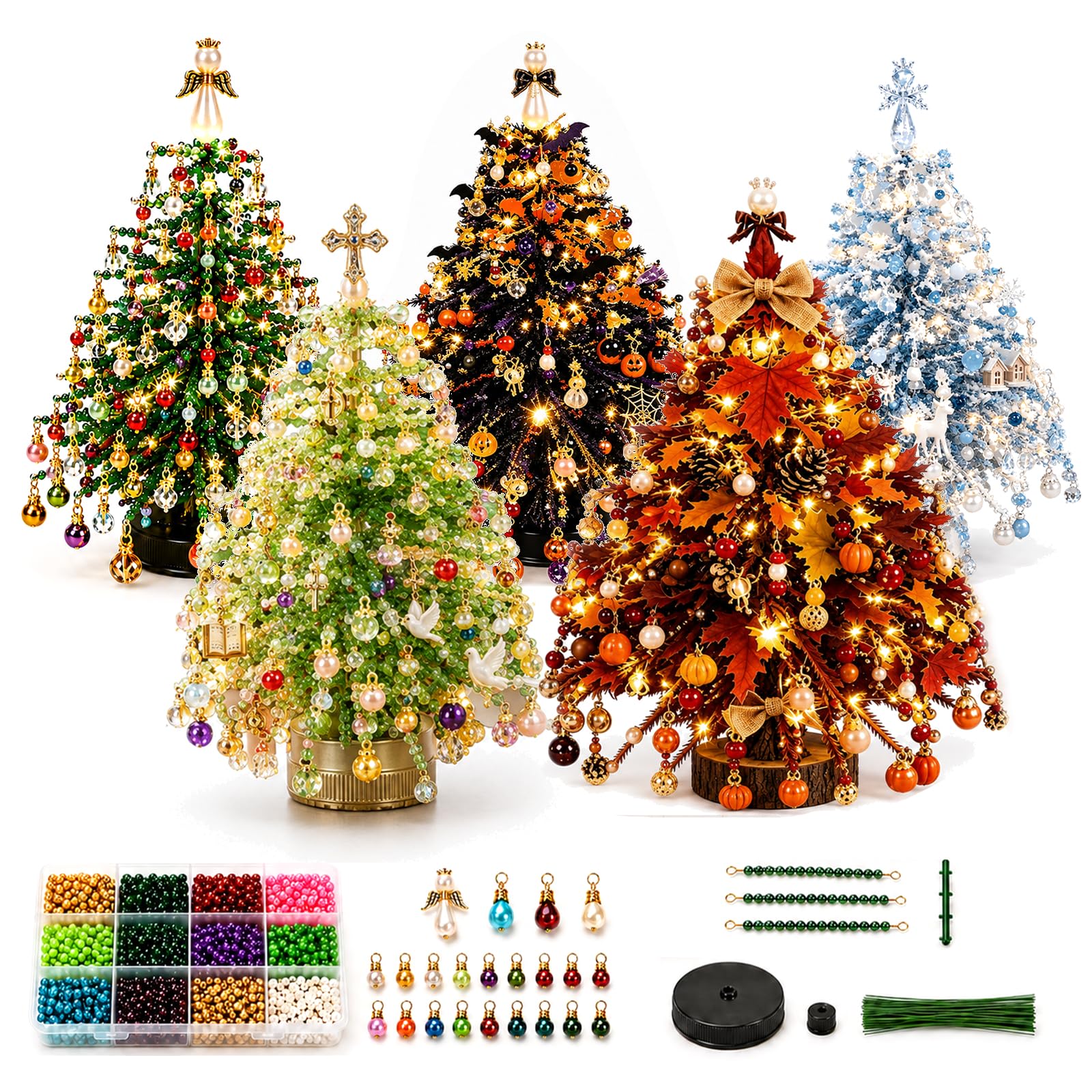 Kit albero di Natale con perline fai-da-te Albero da tavolo