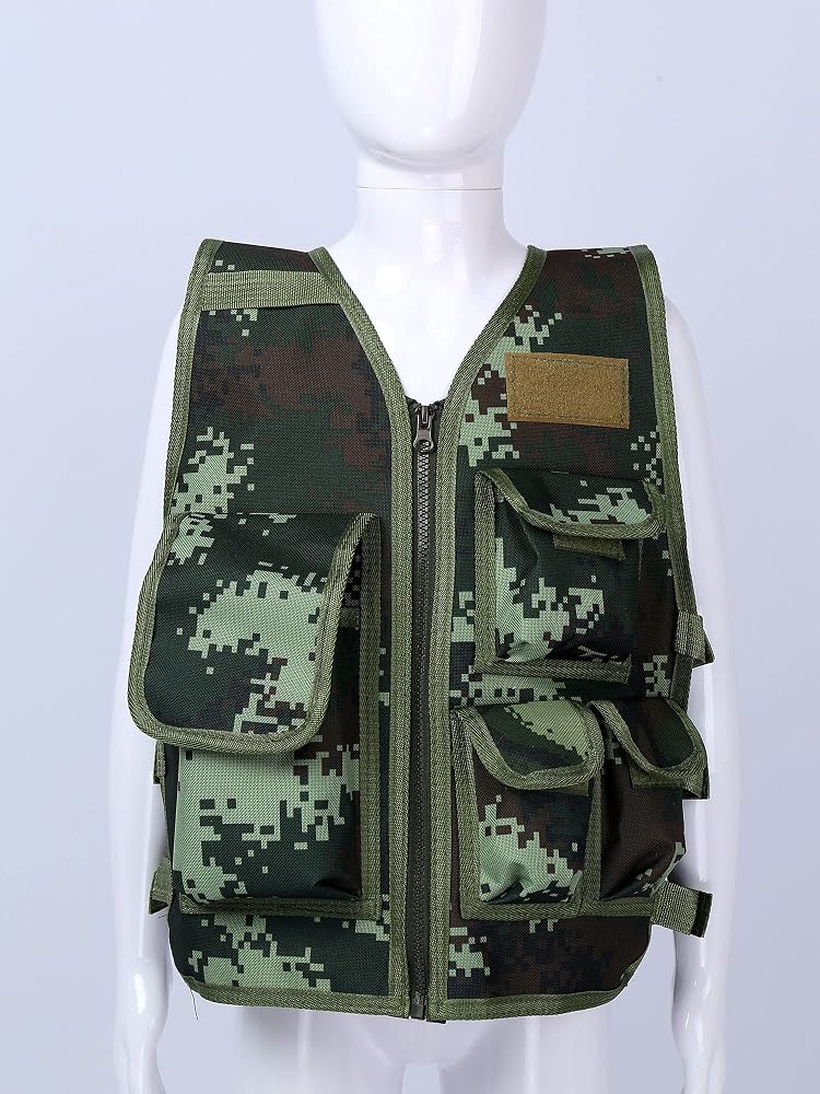 Gilet Da Combattimento Mimetico Bambini – Assalto Esercito Taglia Unica Per Softair, Paintball E Giochi Di Squadra