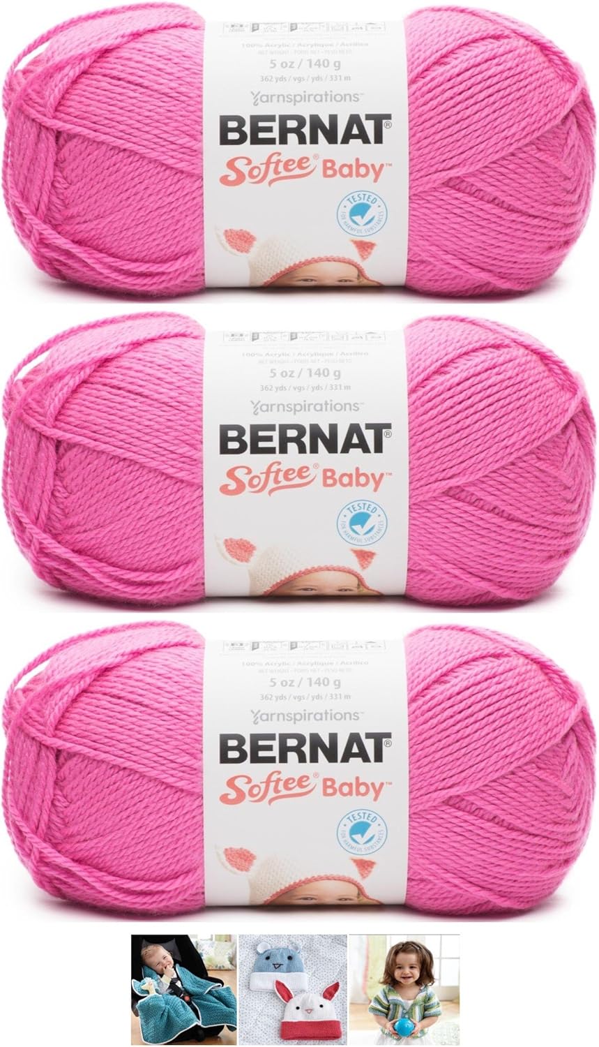 Bernat Softee Baby Yarn 3 Pack Bundle Includes 3 Patterns