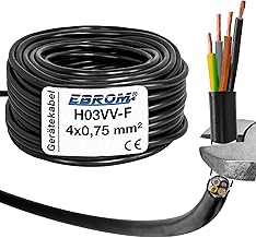 Plastic Hose Line Round LED Cable Device Cable H03VV-F 4 x 0.75 mm2 (mm2) 4G0.75 – Colour: Black 10 m/15 m/20 m/25 m/30 m/35 m/40 m/45 m/50 m/55 m/60 m etc. Up to 250 m in 5 m Increments
