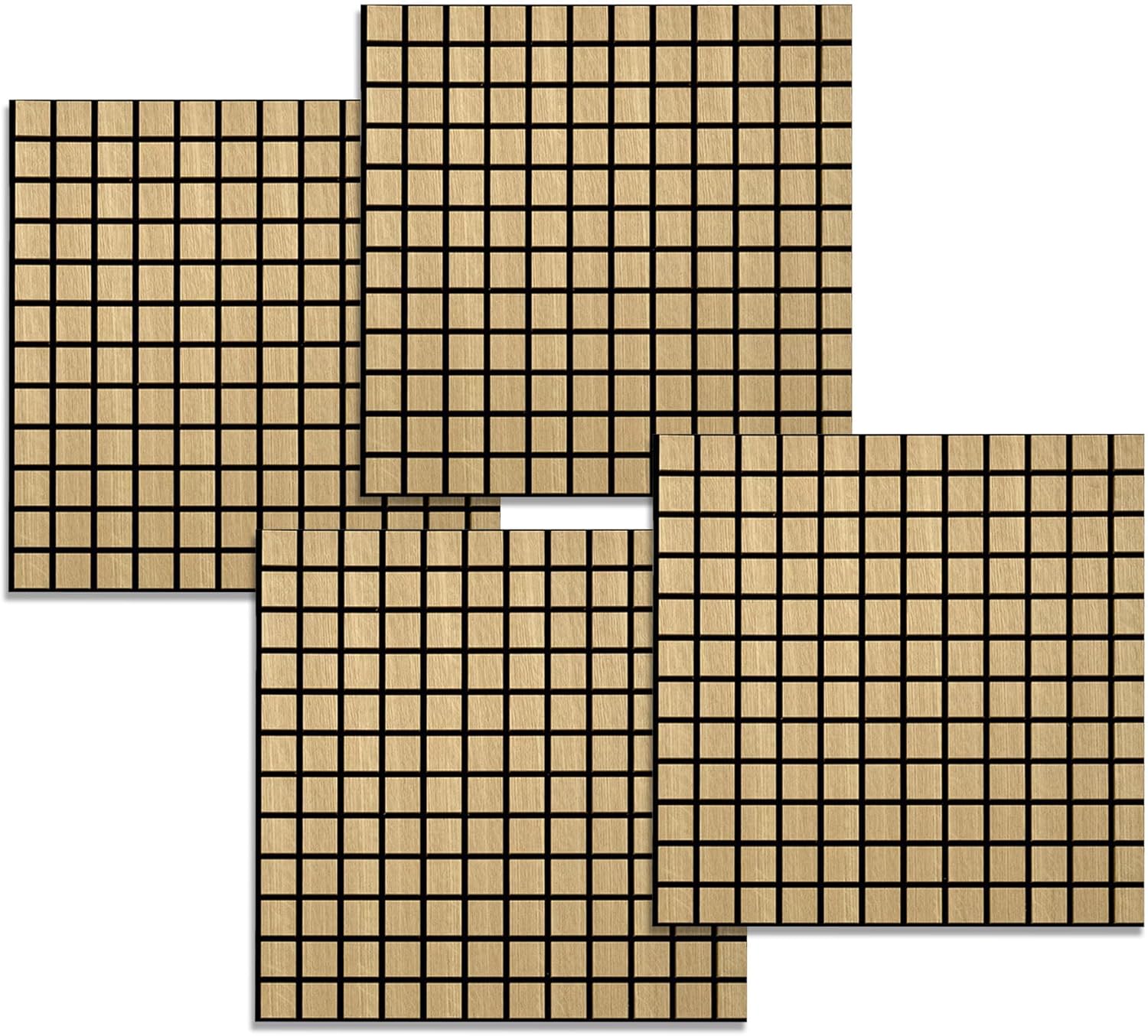 Four Acoustic Blockbuster Oak Wall Panels - 100% Natural Oak, Foldable, Sound Absorbing, 24in x 24in x 0.4 in, Use for Interior design, Suitable for any Room, 16 sqft Coverage