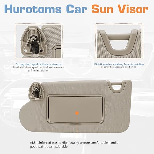 Miniatura 3 de Visera parasol beige para lado izquierdo del conductor y del pasajero derecho con luz, sin techo corredizo para Altima 2013 2014 2015 2016 2017