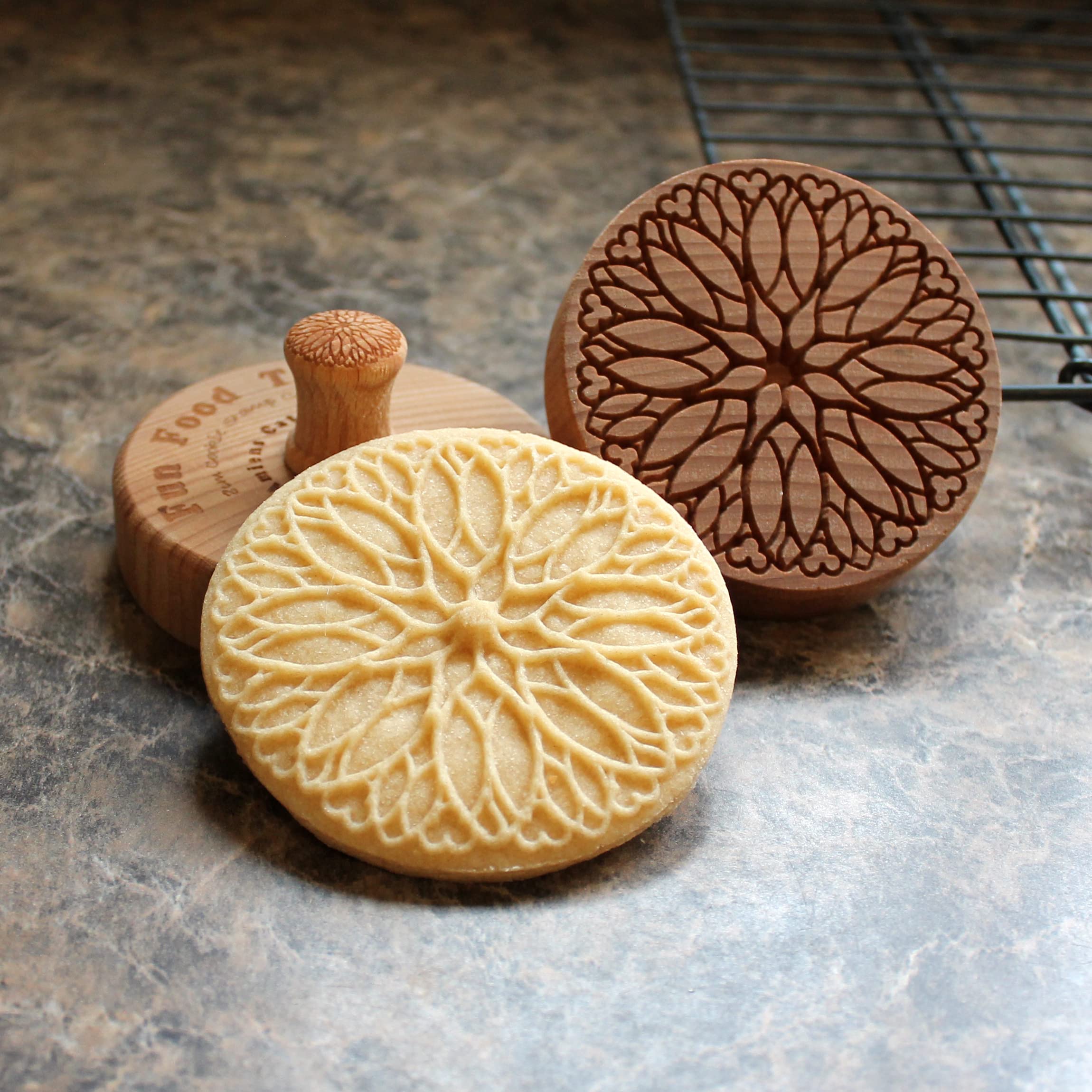 Fun Food Tools, Large Wood Cookie Stamp, 3.1 inch (Amiens Cathedral Embossed CS8-020)