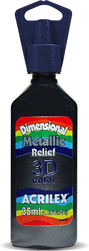 Acrilex Dimensional RELIEV - Pintura metálica, 35 ml, Negro metálico