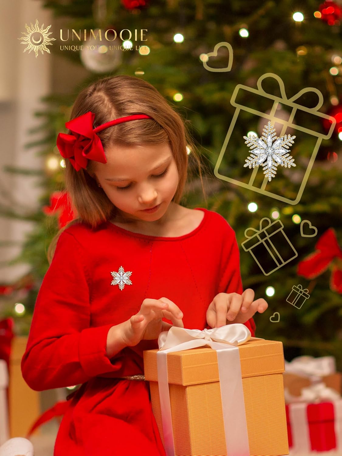 Gold Plated Elegant Full Cubic Zircon Layered Snowflake Brooch Pin Cute Winter Rotate Snowflakes Corsage Pins Christmas Gift with Box - Image 4