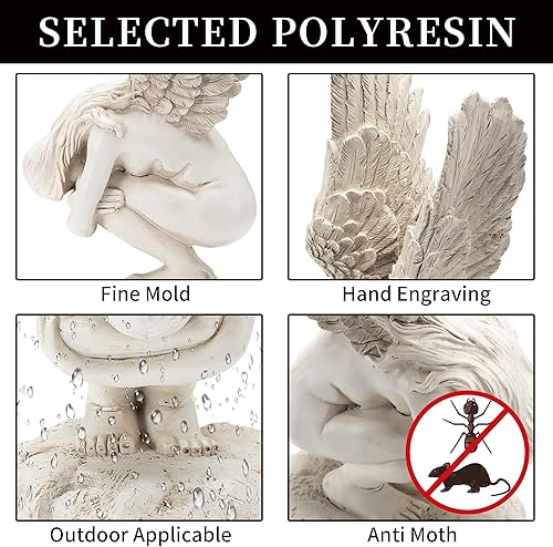 Miniatura 4 de Le Penseur - Estatuas de ángel de redención pacífica para iglesia, patio, césped, jardín, patio, oración, adornos de hadas, estatuilla exterior,