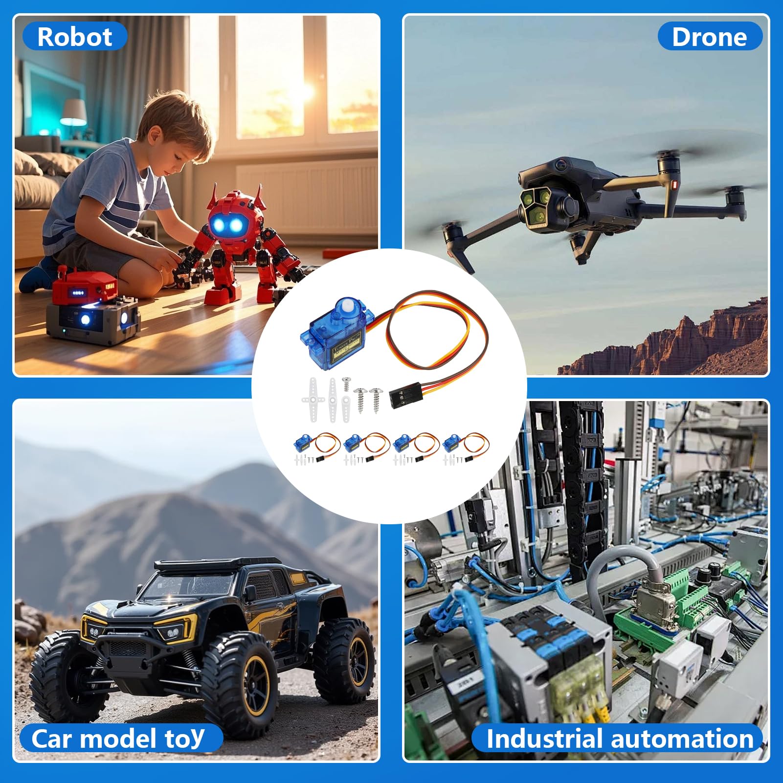 5 stuks micro-servomotoren 9G SG90, motorset micro-servomotor, servomotor 9G Micro Servo Motor, Mini Servo 9g Servo Kit Compatibel voor RC Robots, Vliegende Boot, Helikopters, Vliegtuigen
