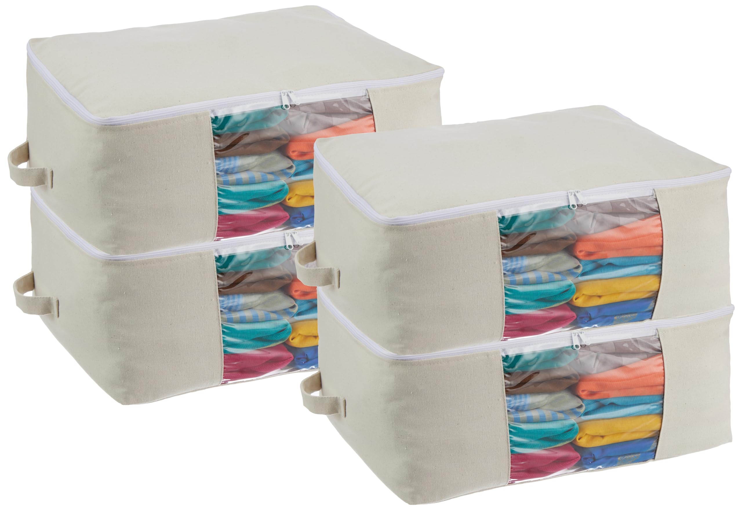 Amazon Brand - Solimo Cotton Saree Storage Bag | Breathable Canvas Material with Zip | Wardrobe Organizer (Pack of 4) (B0CWTWH5SJ) Amazon Price History, Amazon Price Tracker