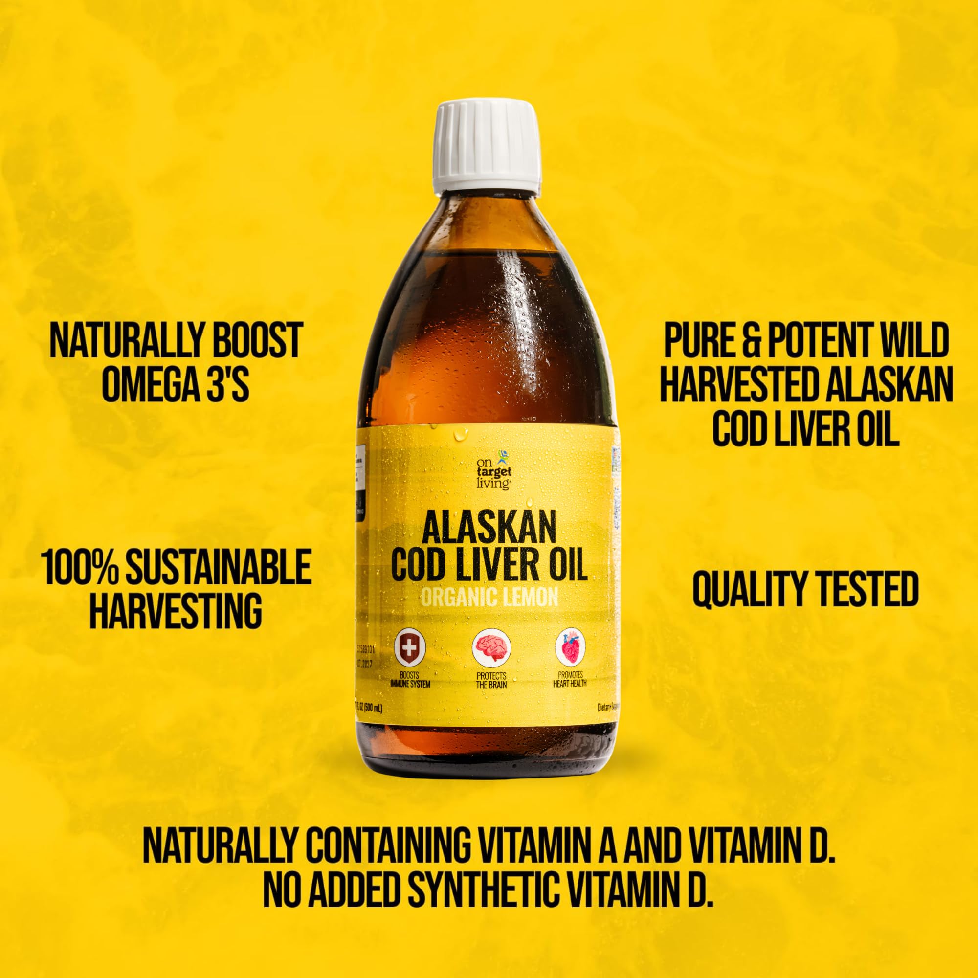 On Target Living Wild Alaskan Cod Liver Oil Liquid, Lemon, 16.67 Fl Oz — Amazon image 5