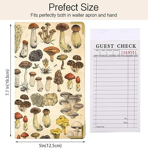 Miniatura 2 de Colección de Setas Libreta para Mesero - Tipos de Setas, Libros de Alto Volumen para Barman, Libro de Mesero de Cuero Duradero con Bolsillo con