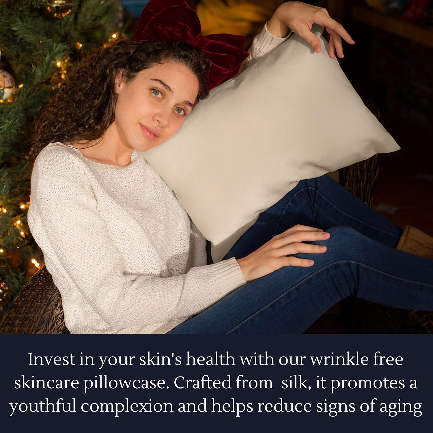Knitsilk 100% Mulberry Silk Pillowcases for Hair and Skin, Both Sides Silk Pillowcase with Envelope Closure, Silk Pillow case Queen Size 75x50 cm, Luxurious 22 Momme Grade 6A Silk (Cream)