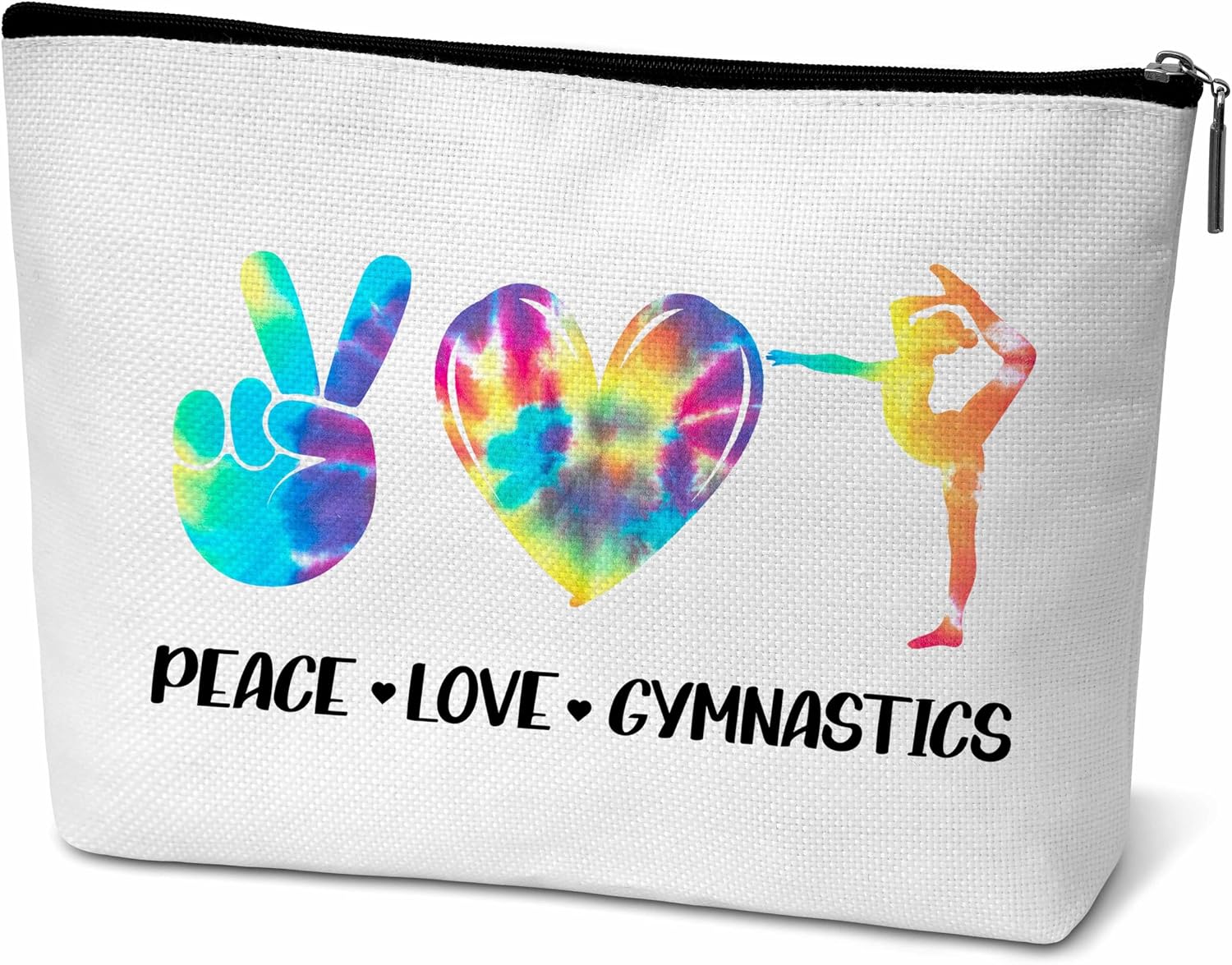 ONDTOM Peace Love Gymnastics Makeup Bag for Teens, Girls Gifts for Players Kids Friends, Gymnastics Stuff Accessories-B52