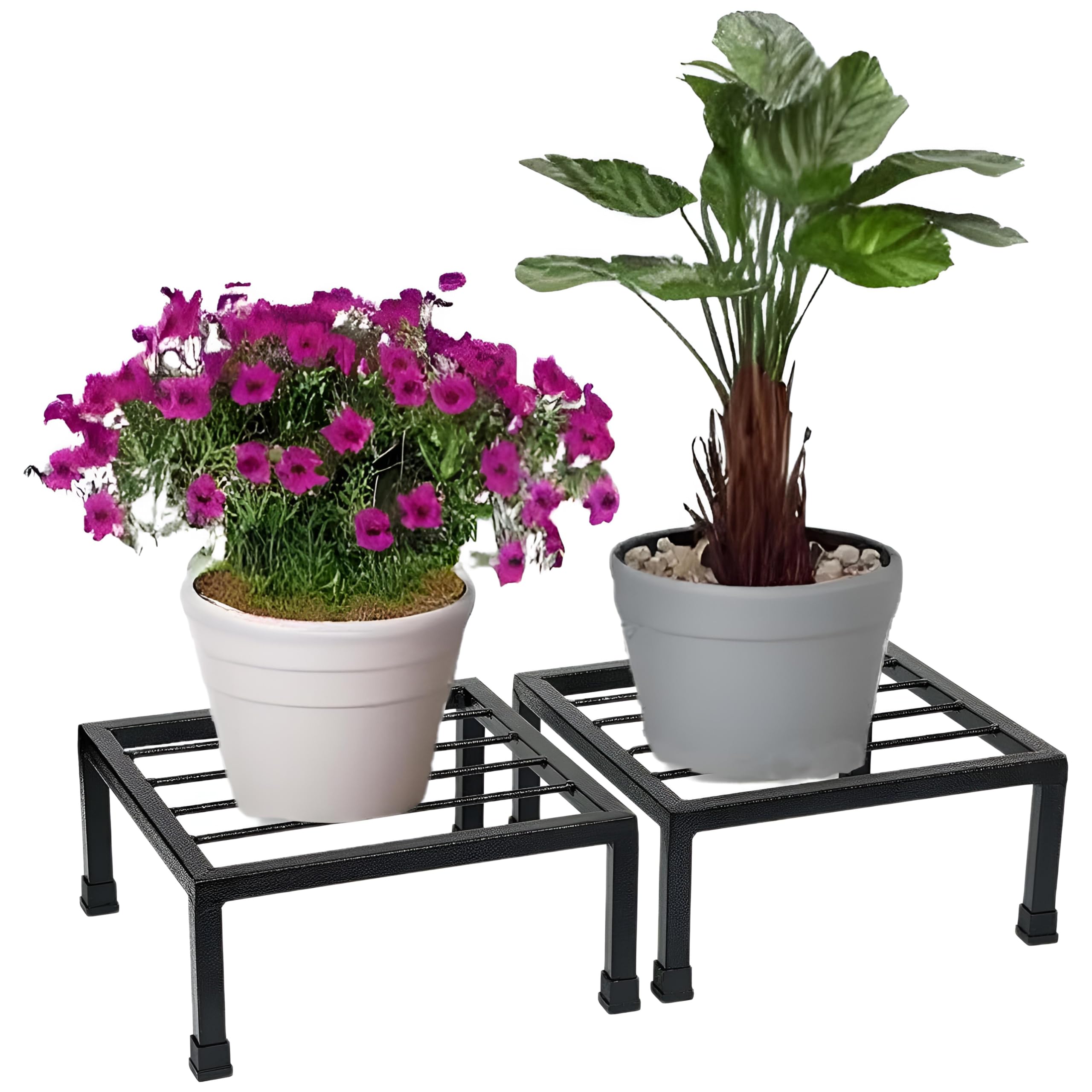 Dime Store Iron Flower Pot Stand - Outdoor Indoor Garden Metal Potted Plant Pot Holder | Balcony Display Plant Stand, Weatherproof Stands for Pots for Plants (Set of 2) (B0BHJGV383) Amazon Price History, Amazon Price Tracker
