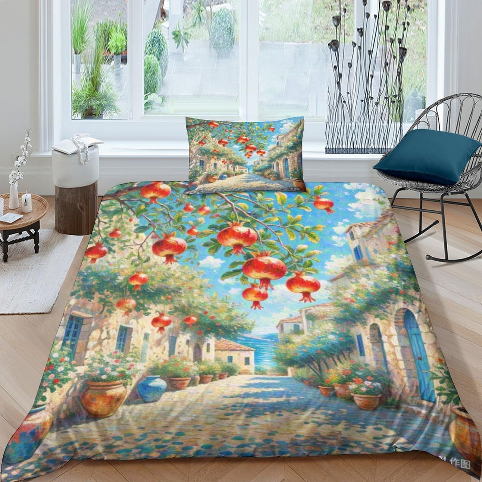 Parure de lit Fleur de Grenade 3D en microfibre premium douce