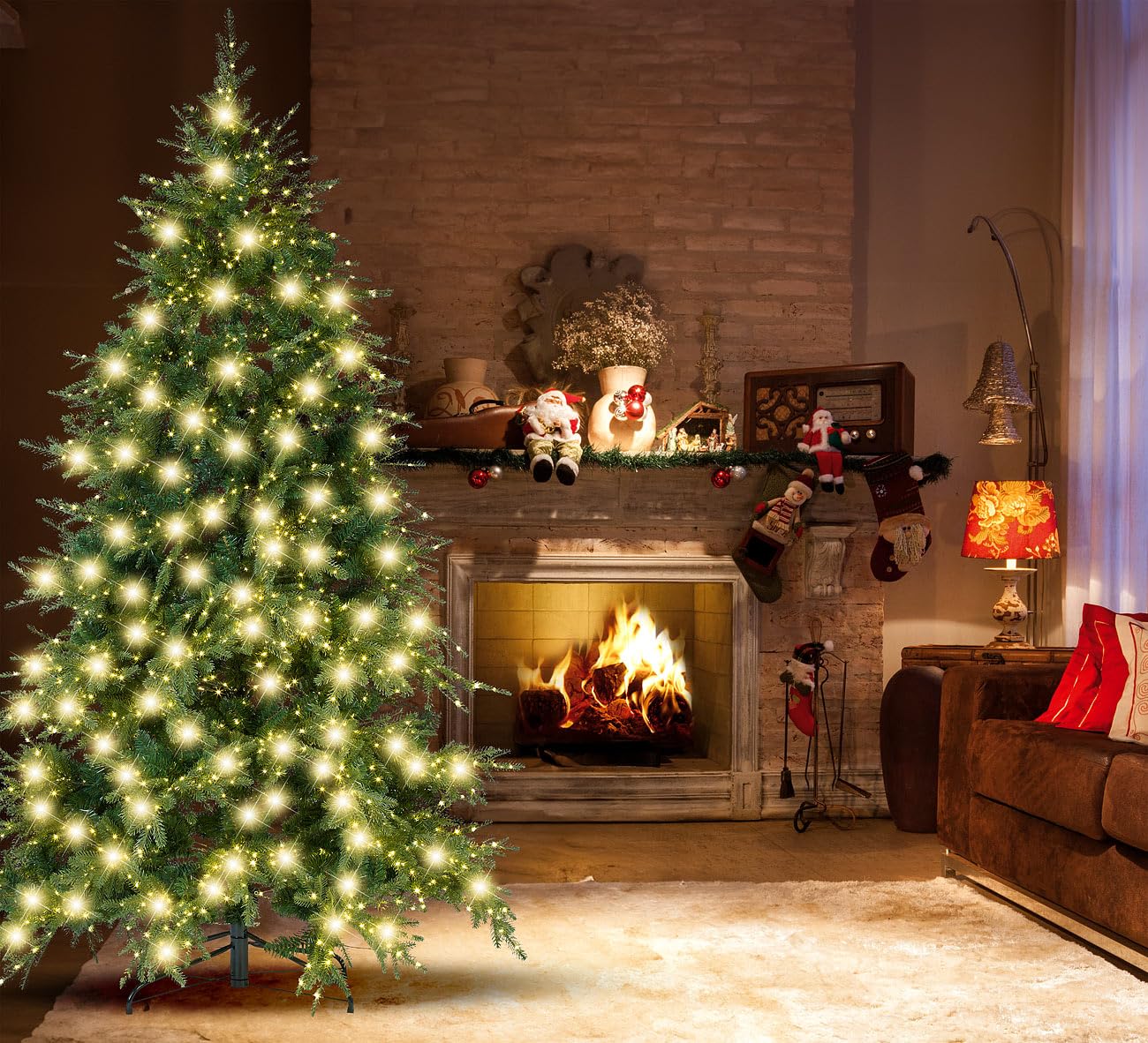 Infactory LED Weihnachtsbaum Wandbild - Animiertes Weihnachtsdekoration 38x58cm Batteriebetrieben