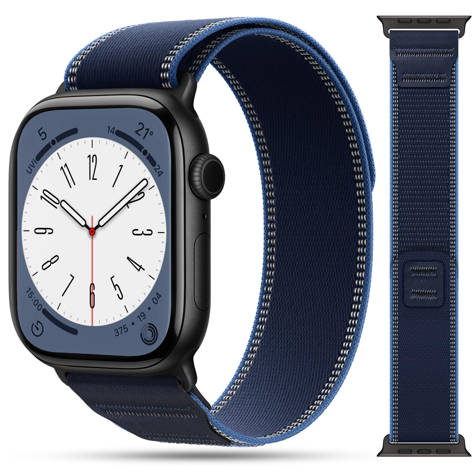 Ronkakar Trail Loop im Leder Kompatibel mit Apple Watch Armband Ultra 3 2 Ultra 49mm 46mm 45mm 44mm Damen Herren, Elastisches Gewebe Sport Nylon Armbänder für iWatch Serie 11 10 9 8 7 6 5 4 SE 3 2 1