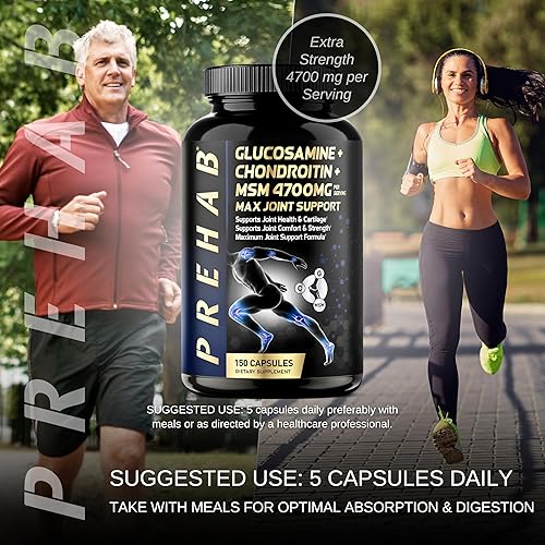 Miniatura 6 de Glucosamina condroitina MSM  Suplemento de apoyo articular premium  Extra Strength 4700mg Max Joint Support  Hombres y mujeres  Apoya la salud de