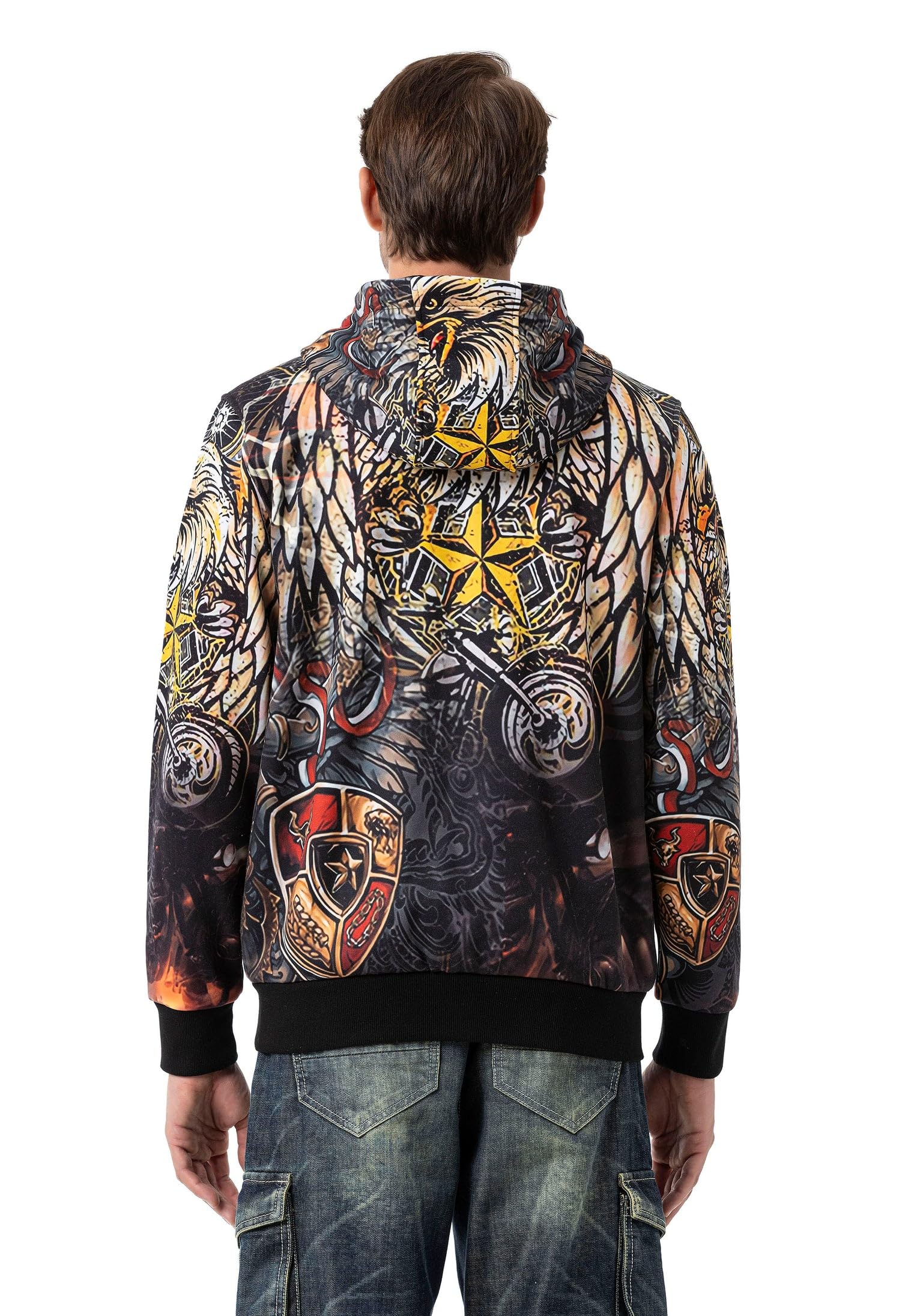 Cipo & Baxx Sudadera básica con capucha y cremallera para hombre