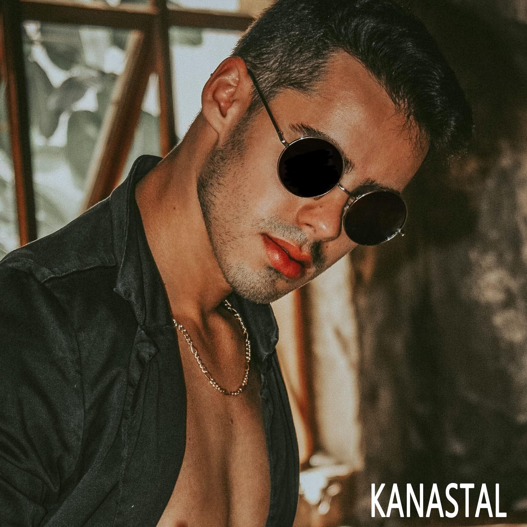 KANASTAL Gafas de Sol Polarizadas UV400 Redondas Vintage 46mm