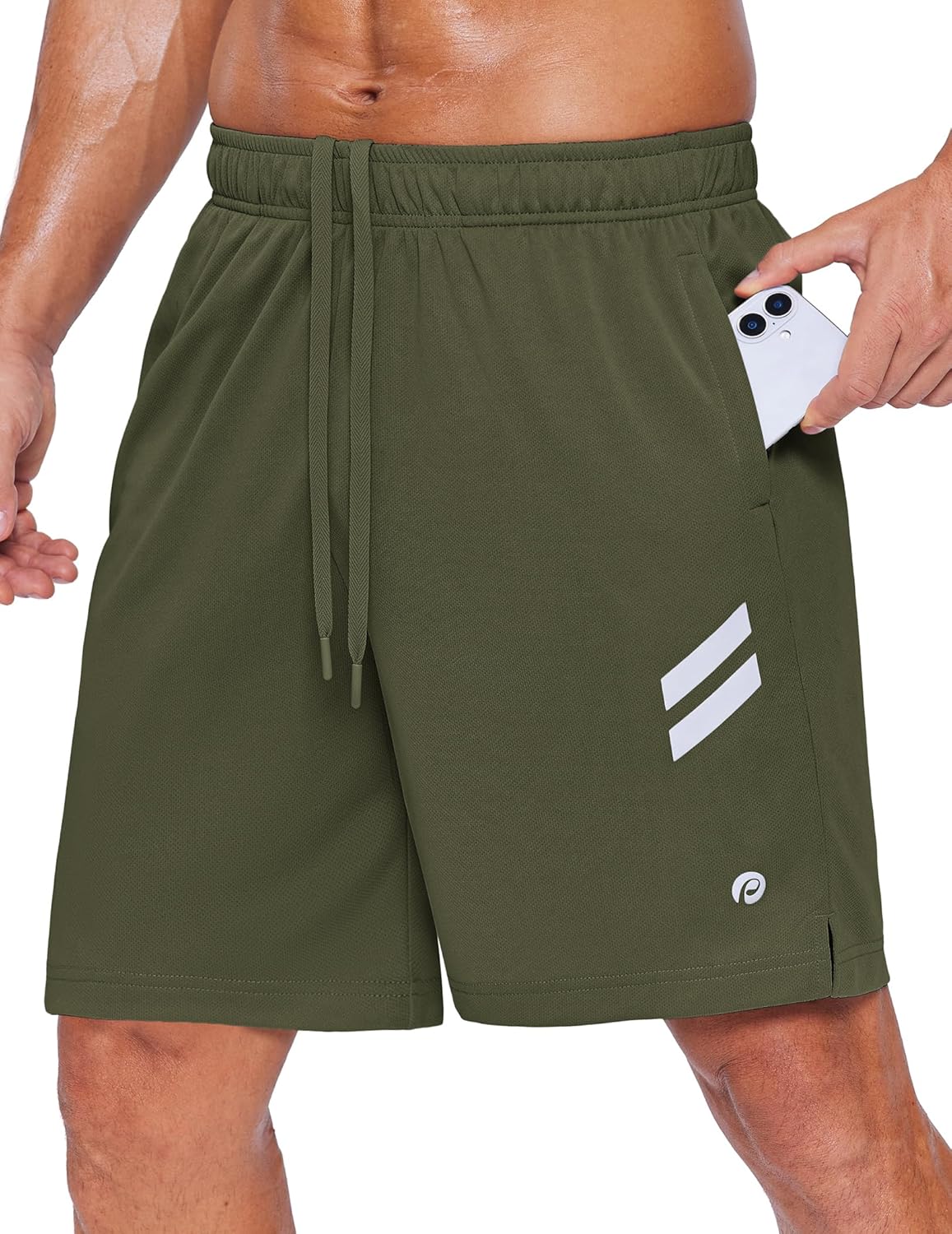 PINSPARK Men's Workout Running Shorts 7" Quick Dry Gym Athletic Shorts with Pockets