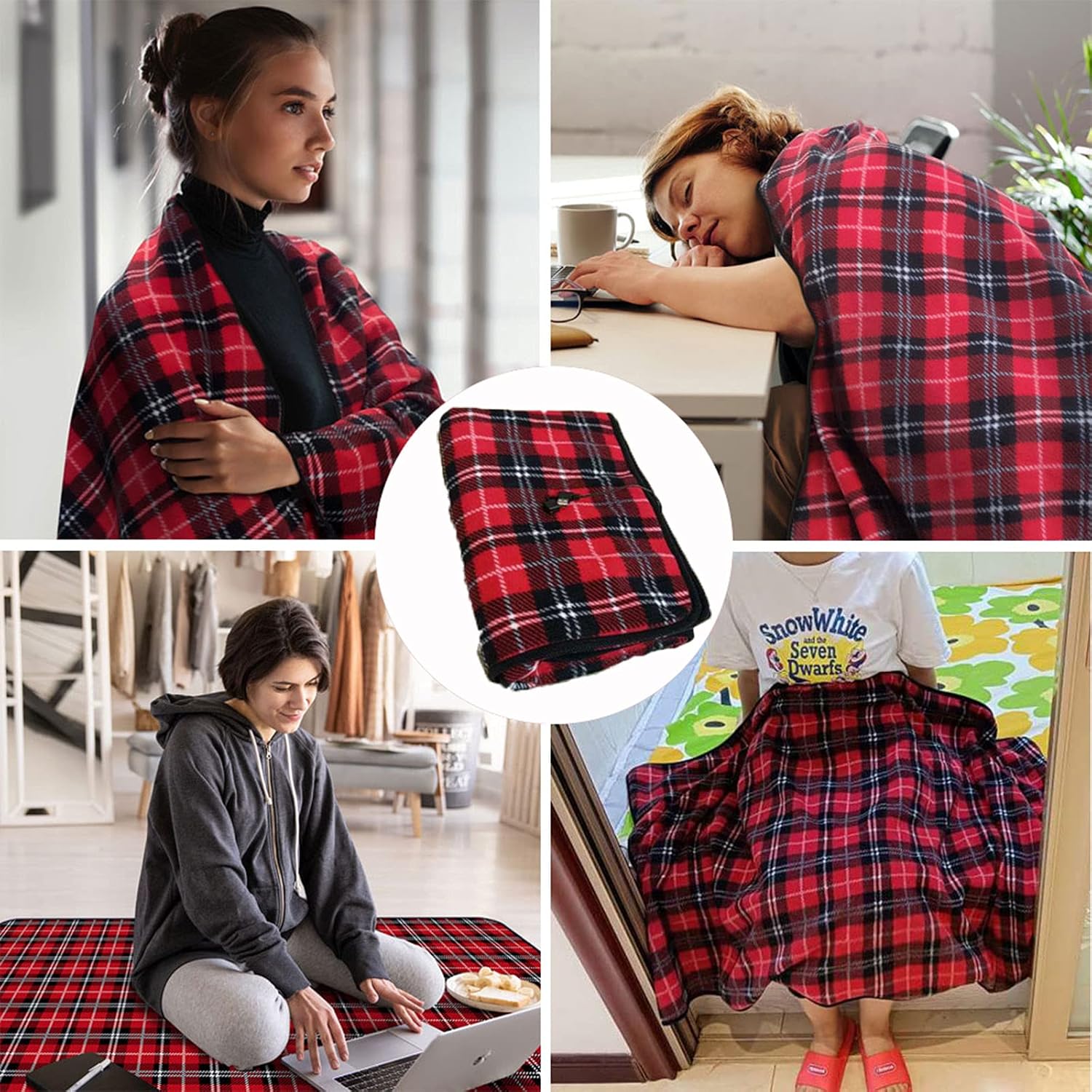 review Heated Throw - Electric Blanket electric heating blanket,Portable USB Heated with 3 Heating Settings, Heated Shawl USB Cordless Wrap for Women 150x80cm, Winter Warme Electric Heating Washable for Car