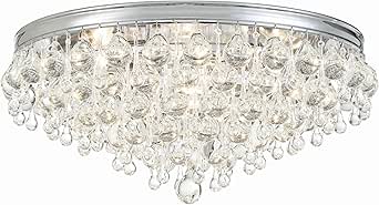 Crystorama Calypso 6 Light Crystal Teardrop Polished Chrome Flush Mount