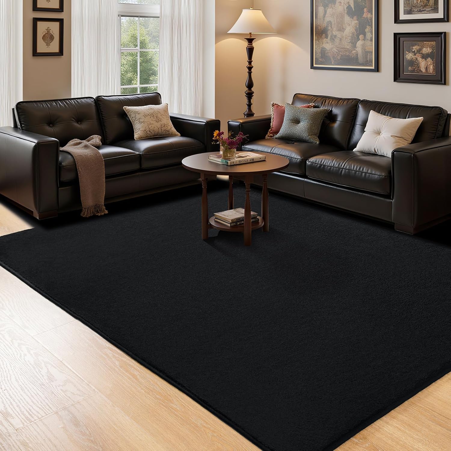 HOMORE Black Rugs for Living Room 5x7 Feet Shag Rugs for Bedroom Area Rug Modern Soft Rugs for Kids Room,Nursery Dorm Indoor Decor Washable Non Slip Thickened Memory Foam Rug for Classroom