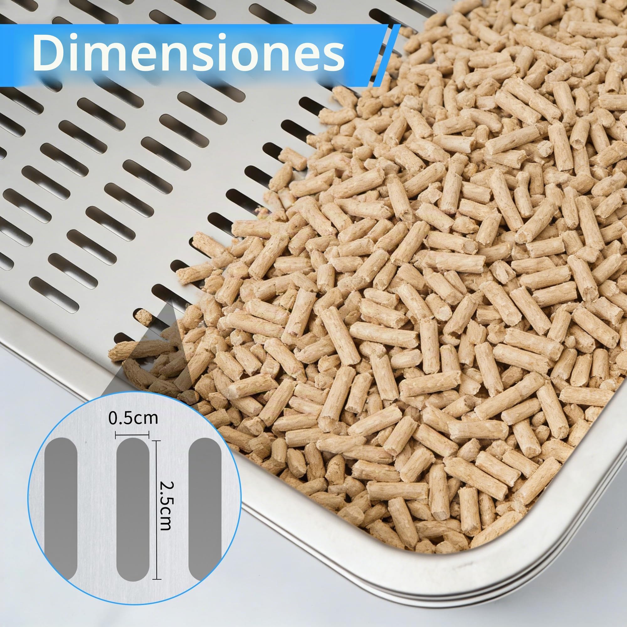 Inodoro para Gatos de Acero Inoxidable, Arenero Gato Acero Inoxidable, Caja de Arena para Gatos, Gatitos y Conejos, Arenero Alto, Fácil de Limpiar, 50 cm x 35 cm 15 cm