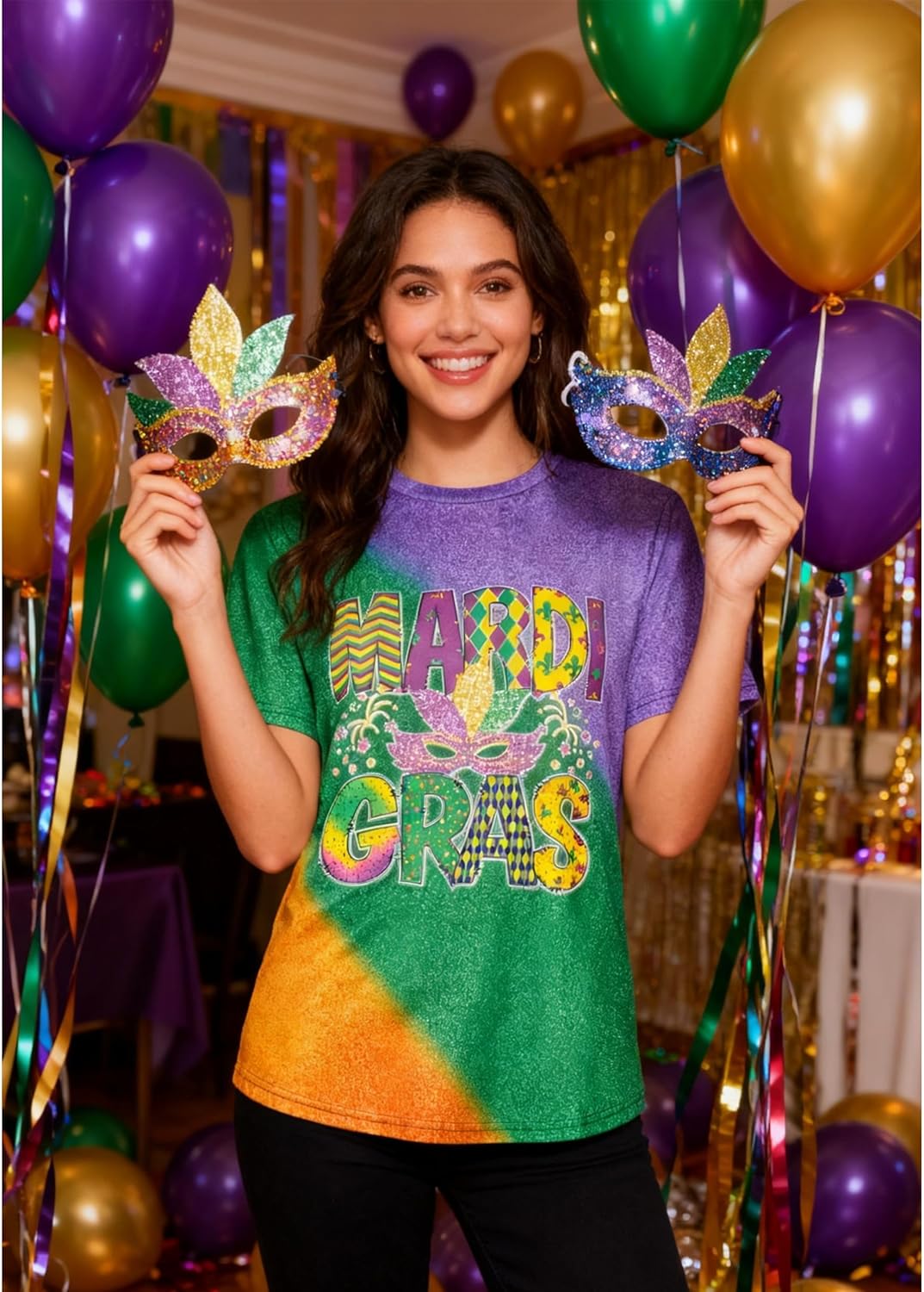 St Patrick's Day Shamrock Shirt for Women,Oktoberfest Mardi Gras 3D Graphic Novelty Short Sleeve T-Shirt - Image 2