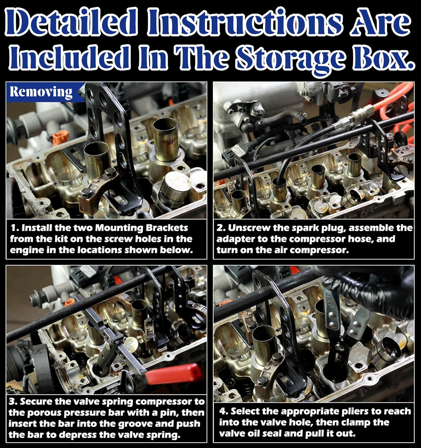 Valve Spring Compressor Universal Overhead Engine Valve Spring Remover and Installer OHV OHC Compressor Tool Valve Stem Tool Valve Holder Tool Valve Keeper Remover and Installer