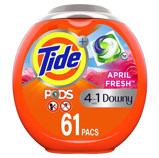 Tide PODS with Downy Liquid Laundry Detergent Pacs April Fresh 61 count