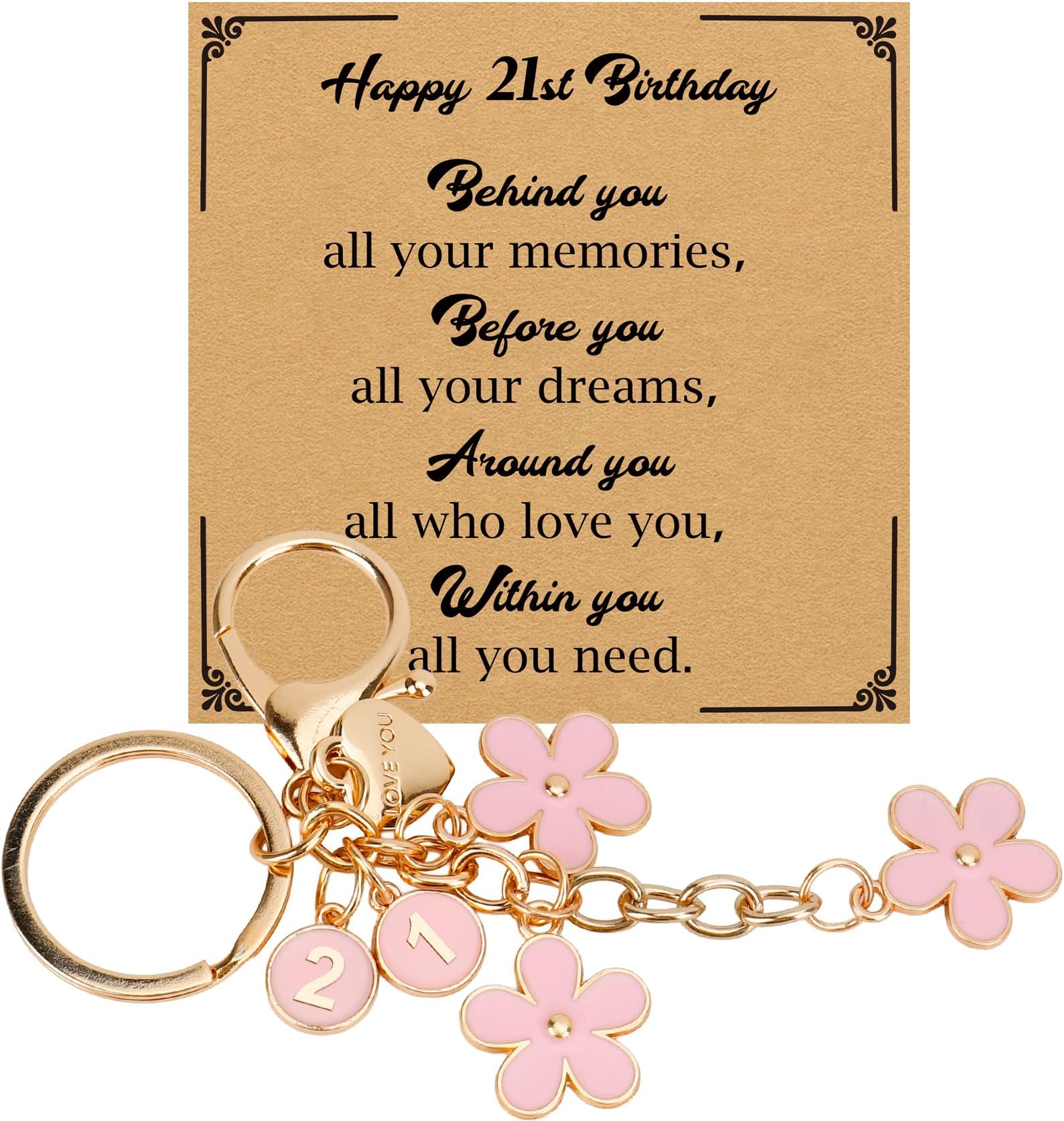 16/18/20/21/30/40/50/60/70/80 Birthday Gifts for Daughter Friend Sister Bestie Mum Grandma Auntie,Flower Keychain