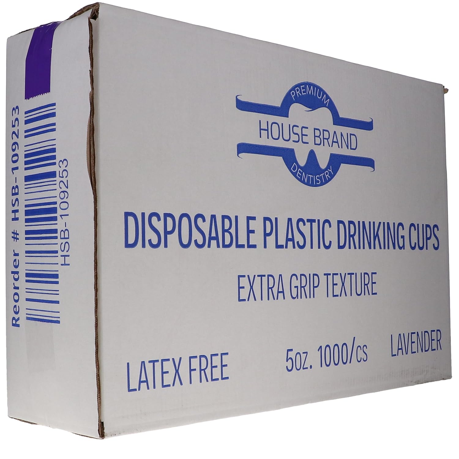HSB 109253, Disposable Drinking Cups, 5oz, Thick-Walled & High-Gloss Finish, Easy-Grip Embossed, Double-Rolled Lip for Comfort, Lavender, 1000/Pk