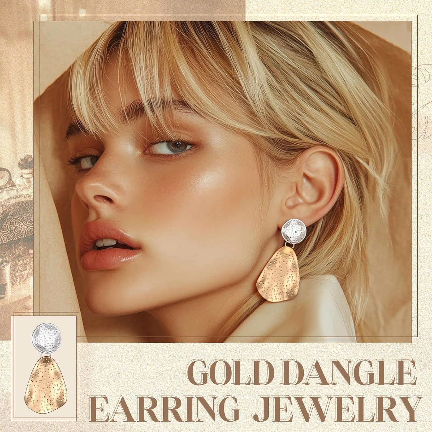 Nosiny 4 Pairs Gold Silver Geometric Earrings Set for Women Fashion Chunky Dangle Earring Plated High Polished Jewelry for Statement Gift Birthday - Image 2