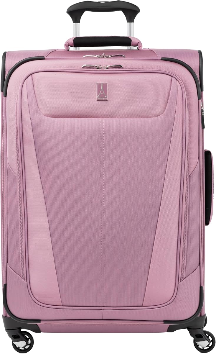 Maleta giratoria Maxlite 5 Softside a cuadros, rosa orquídea, 25 pulgadas | Maleta de Cuadros Mediana, Ampliable con 4 Ruedas, Diseño de Viaje Liviano y Versátil, Hombre y Mujer