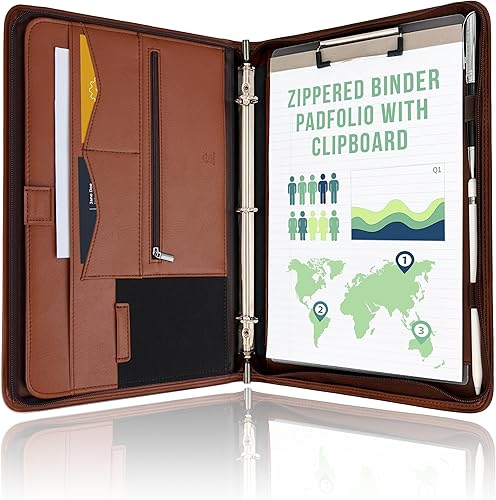 Vista 22 de STYLIO carpeta portafolios con cremallera, organizador de documentos, curriculum vitae y entrevistas, funda para tableta/iPad de 10.1 pulgadas