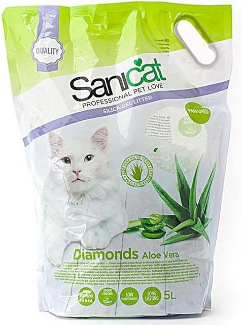 Sanicat Diamonds Aloe Vera Silica Gel 5 Litre Non Clumping Cat Litter