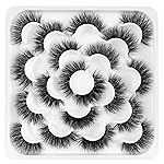 Newcally Lashes 3D Fake Eyelashes 18MM Dramatic Faux Mink Eyelashes Pack 10 Pairs Thick Long Volume False Eye Lashes