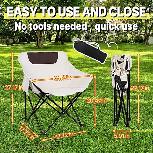 Miniatura 2 de Silla Moon para campamento, silla portátil plegable, ligera, reclinable para exteriores, capacidad de 265 libras, tela Oxford y marco de aluminio,