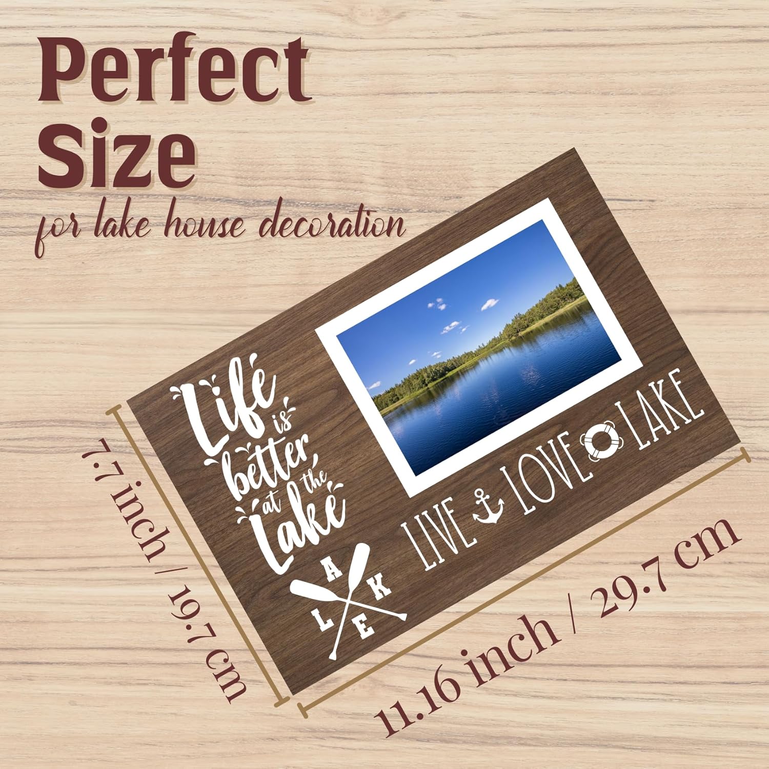 InnoBeta 4x6 inches Lake Picture Frame, Lakeside House Gifts for Wall Décor, Lake Life Inspired Keepsake Display, Dark Brown Wooden