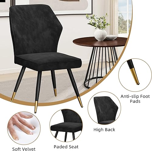 Miniatura 7 de Apeaka Juego de 2 sillas de comedor tapizadas modernas, sillas auxiliares de cocina sin brazos, silla de escritorio para el hogar con patas de