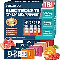 VenturePal High Sodium Sugar-Free Electrolyte Powder Packets - Zero Calorie Hydration Drink Mix with Sodium, Potassium, Vitamins | Keto Vegan Paleo 16 Sticks