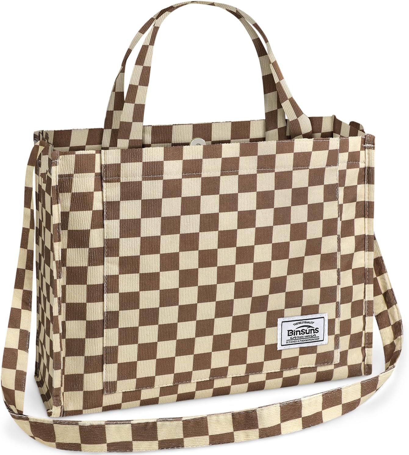 BINSUNS Corduroy Tote Bag for Women - Satchel Bag Large Tote Bag Aesthetic Cr...