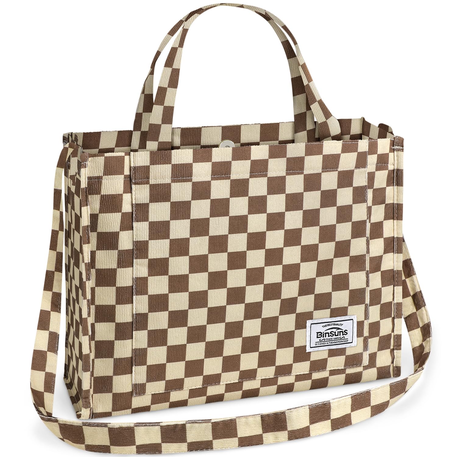 BINSUNS Corduroy Tote Bag for Women - Satchel Bag Large Tote Bag Aesthetic Cr...