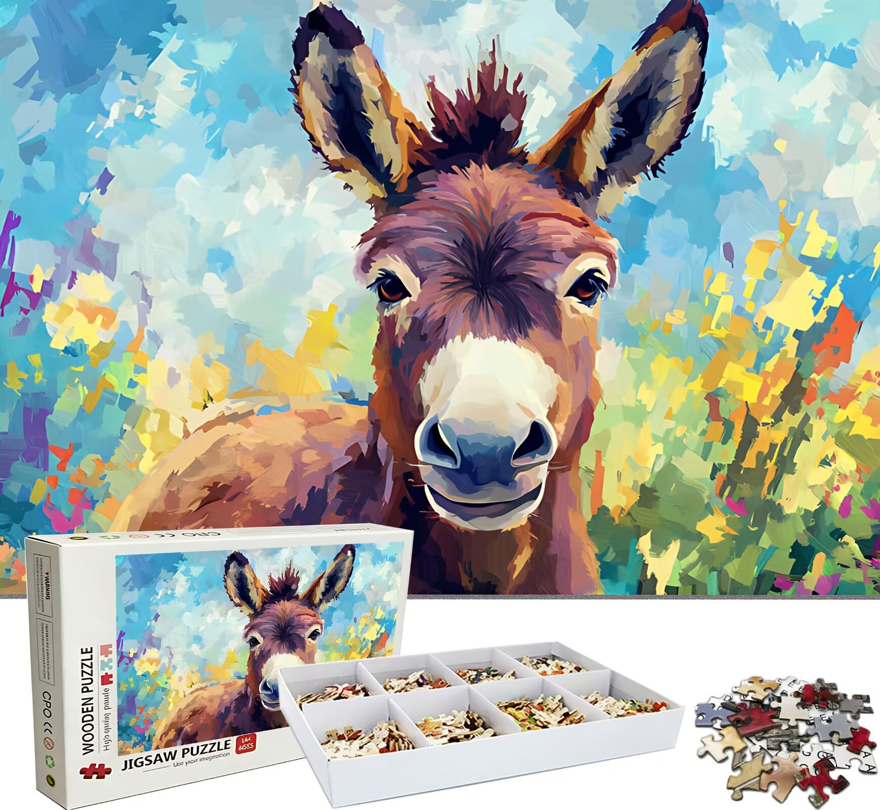 Puzzle 1500 elementów dla dorosłych, abstrakcyjne zwierzątko Trudne i kolorowe drewniane puzzle, duża łamigłówka 87 x 57 cm, antystresowa gra z plakatem, dekoracja ścienna do domu, prezent urodzinowy